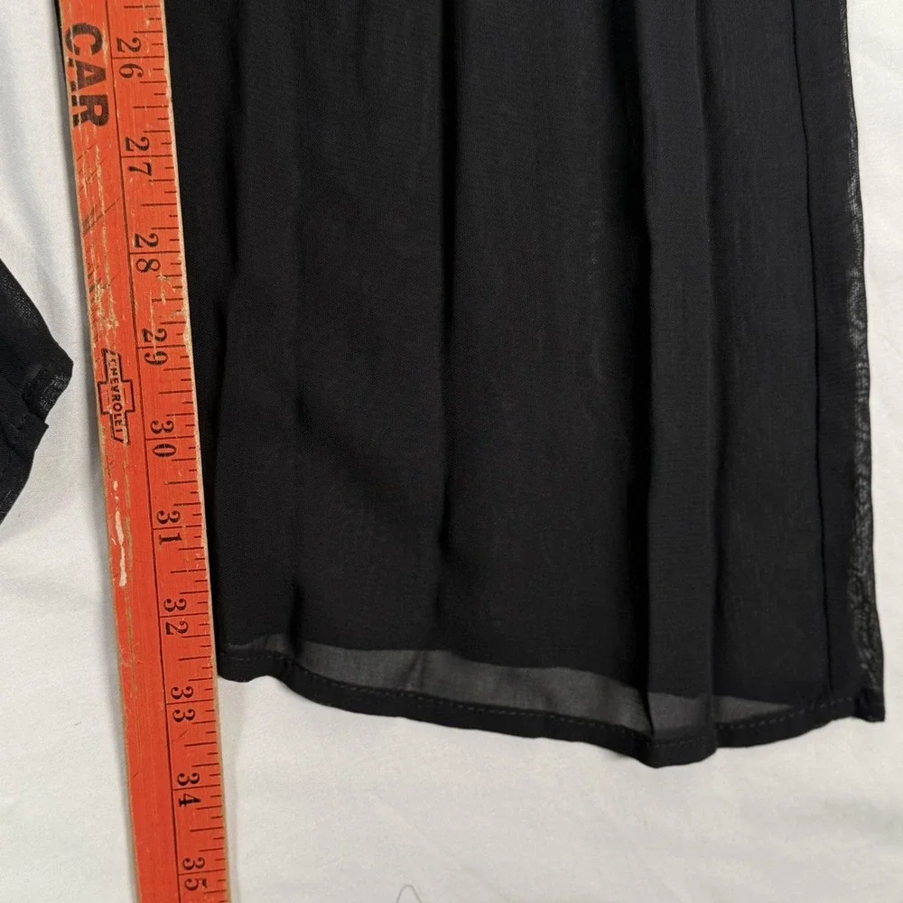 Vintage 90s Sheer Overlay Pants Sz 4 Black Slim Eve Wide Leg Palazzo USA NWT - Picture 8 of 10